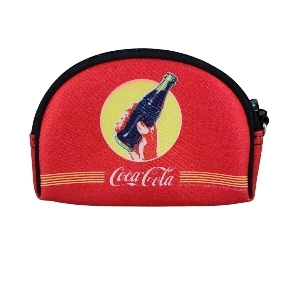rare Official Coca Cola Plush Zippered Coin Purse Pouch Carry All Case